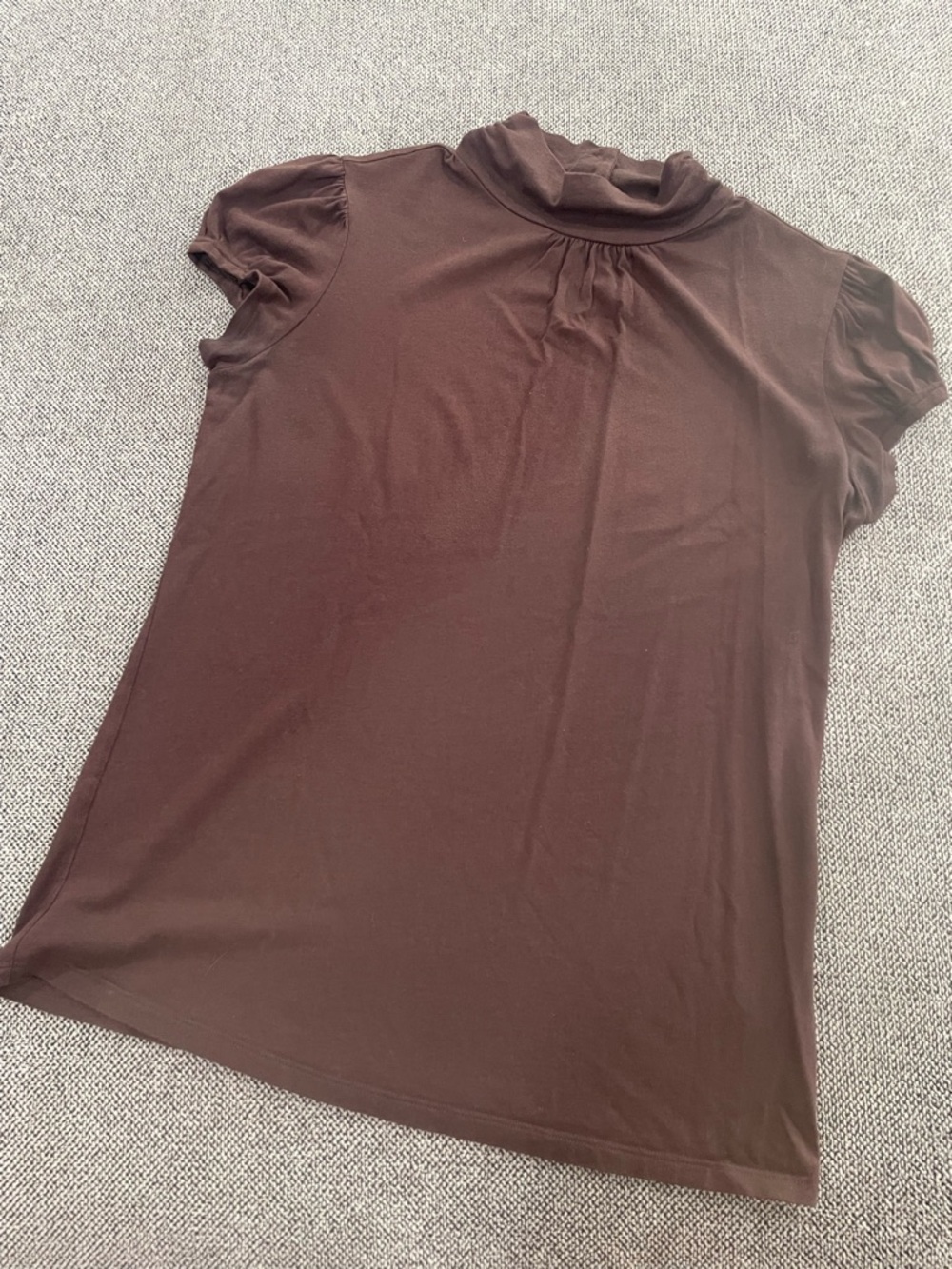 Cato Brown Short-Sleeve Mock Neck Tee